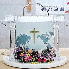 (강대상/현금결제) 최고급 크리스탈 원형강대상 1200 (2기둥) + 사은품